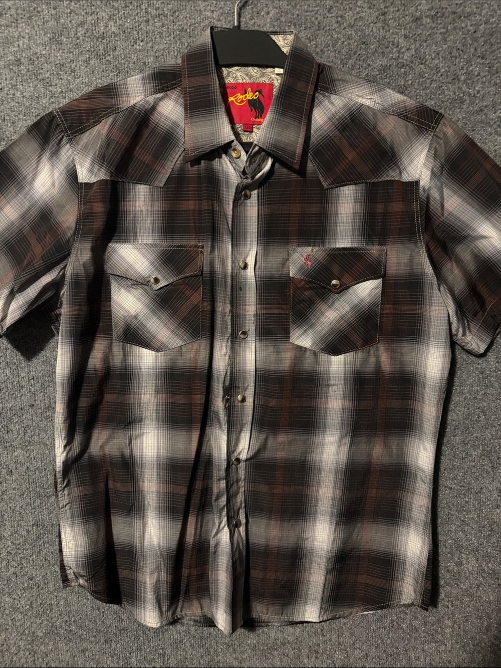 Men’s Brown Plaid Short Sleeve Western Shirt